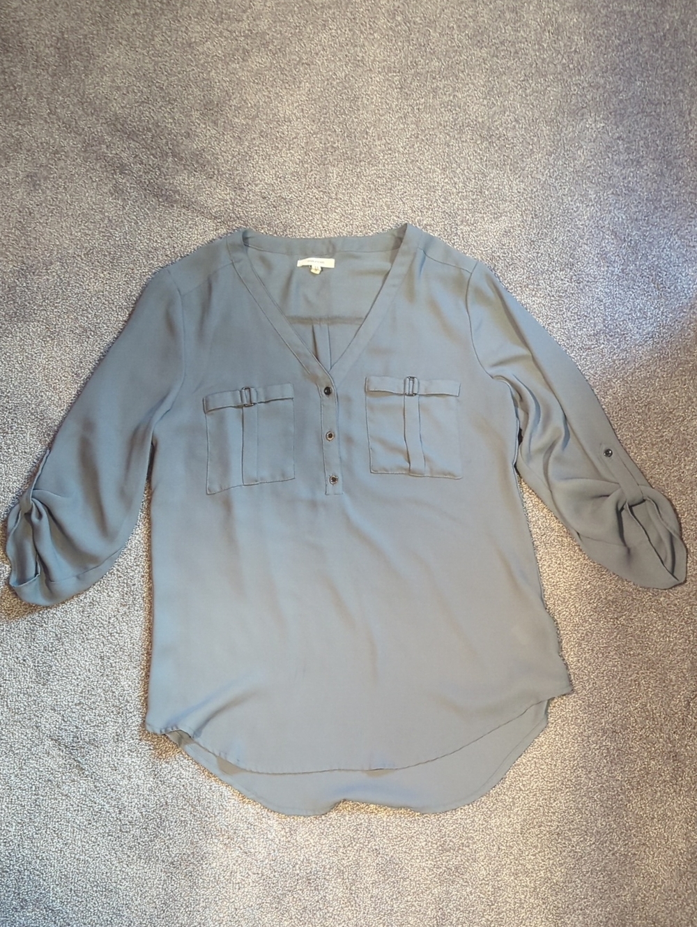 Maurices Light Slate Blue V-Neck Utility Blouse